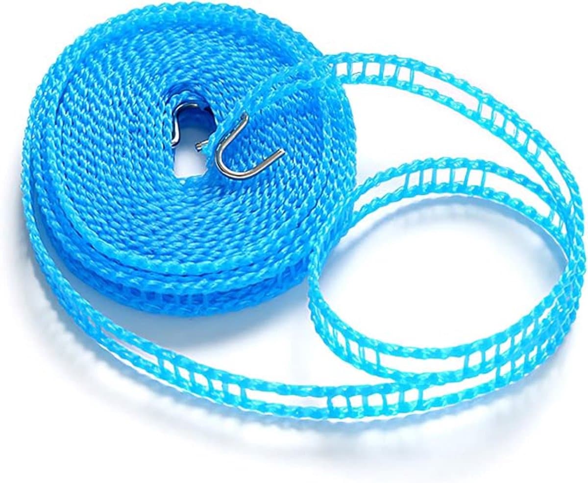 Reiswaslijn - Waslijn voor buiten - draagbaar - nylon - Duurzaam - winddicht - antislip - Voor buiten kamperen, wasdrogen,reizen - 5 m - blauw — afbeelding 1