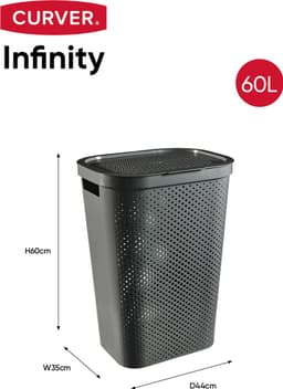 Curver Infinity Recycled Dots Wasmand met deksel - 60L - Antraciet — thumbnail 2