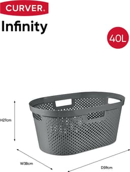 Curver Infinity Recycled Dots Wasmand - 40L - 2 stuks - Donkergrijs — thumbnail 2