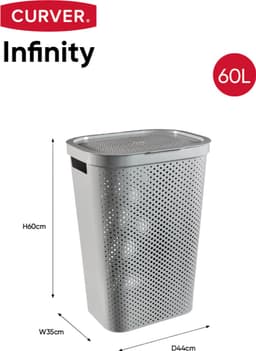 Curver Infinity Recycled Wasmand met deksel 60L + Wasmand 40L - Grijs — thumbnail 4