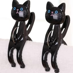Kat Vorm Handdoek Clips - Wasknijpers Kattenpoot - Kleding Drogen - Antislip Ontwerp - 73 cm - Zwart — thumbnail 2
