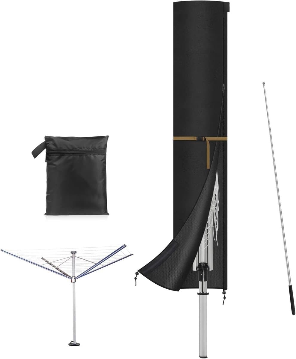 Beschermhoes voor Tuindroger met Rotatable Telescopische Stang, Waterdicht en UV-Bescherming, 170 x 32 cm — afbeelding 1