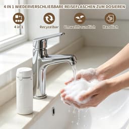 4-in-1 reisdispenserfles, navulbare, lekvrije reisflessen voor shampoo en lotion, ruimtebesparende set met drukpomp voor handbagage en toilettas — thumbnail 4