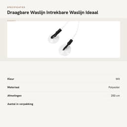 Waslijn Intrekbaar - Draagbaar - Haken/Zuignappen - Campingaccessoires - Voor Binnen/Buiten - Rubberband - Drooglijn — thumbnail 4