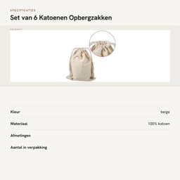 Waszak Groot - Waszakken voor Wasgoed - Opbergtas - Opbergbak - Opbergzakken Kleding - Milieuvriendelijk Katoen - 30 x 40 cm - Opbergzak — thumbnail 2