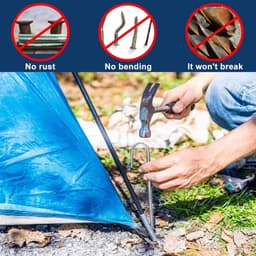 8 Stuks Zware Grondpinnen van 40 cm, Gegalvaniseerde Grondankers, Roestbestendige Stalen Haken voor Tent, Trampoline en Schaduwdoeken — thumbnail 3