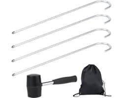 Set van 4 Grondankers - Zilver - 42 cm - Robuust Staal - Voor Tenten en Paviljoens