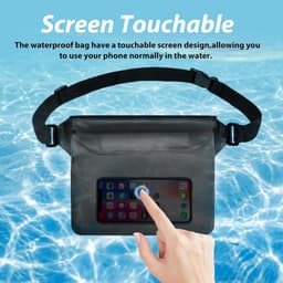 Tas, 1 stuk, zwart, lichte heuptas met verstelbare riem, houdt je mobiele telefoon droog en veilig op het strand of tijdens het zwemmen — thumbnail 5