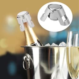 Champagnestopper set van 2, roestvrij staal en siliconen, herbruikbare champagneflesdop, vacuümsluiting, zilverkleurig, champagnefles afsluiting. — thumbnail 4