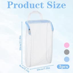 3D mesh waszakken 3-pack - duurzame rits waszakken - transparant met ophanglussen - ideaal voor delicate was - SnelShoppen — thumbnail 2