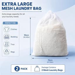 Waszakken 70 x 90 cm wasnet XXL met trekkoord waszak groot | Voor wasmachine, herbruikbaar, beschermt kleding, voor beddengoed, jassen, slaapzakken, pluche dieren — thumbnail 3