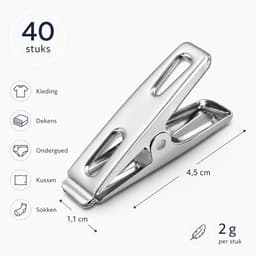 Arvion 40 Stuks Wasknijpers, Metalen Kleding Pinnen Clips, Winddicht en Roestvrij Roestvrijstalen Wasknijpers, Geschikt voor waslijnen, snackzakken, handdoeken, en foto's in huis, keuken, kantoor (4.5cm) — thumbnail 3