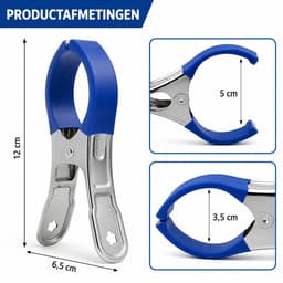 Arvion Roestvrijstalen Wasknijpers voor Strand- en Handdoeken, 6 Stuks, Grote Klemmen voor Zwembad, Stoelen en Wasserij, Stevige Veren, Blauw — thumbnail 4