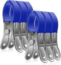 Arvion Roestvrijstalen Wasknijpers voor Strand- en Handdoeken, 6 Stuks, Grote Klemmen voor Zwembad, Stoelen en Wasserij, Stevige Veren, Blauw — thumbnail 1