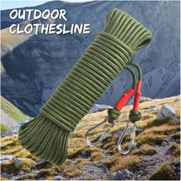 Outdoor Waslijn - Draagbare Lijn - Buiten Kleding Drogen - Boorvrije Bevestiging - 30 Meter - Meerkleurig — thumbnail 3