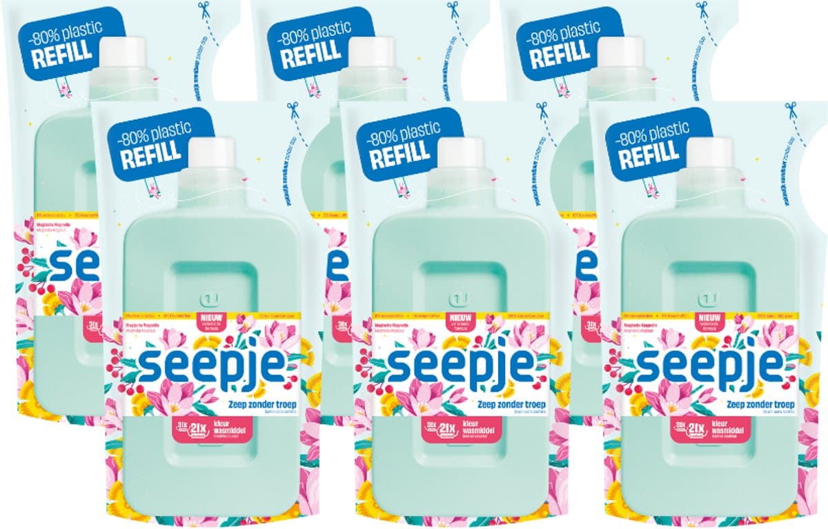 Seepje Wasmiddel Kleur Magische Magnolia Navulling - 6 x 945 ml - Voordeelverpakking — afbeelding 1