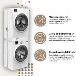 Wasmachine Droger Stapelkit - Wasmachine Verbindingsframe - Stapelrek voor Wasmachine en Droger - Ruimtebesparende Houder - Verstelbare Apparaten Steun - Kunststof Stapelset — thumbnail 5
