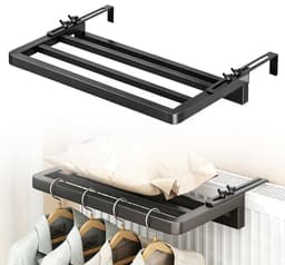 SnelShoppen - Radiator droogrek 40x25 cm, ruimtebesparend wasrek voor balkon, wandmontage, handdoekhouder, vensterbank, badkamer, wasstandaard — thumbnail 1