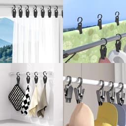 Washaken Clip - Drooghaak voor kleding - met 360 graden draaibare haak - Washaken met klemmen - kleerhangers voor sokken - Sterke plastic wasknijpers - Veelzijdig - draagbare antislip plastic hangers clips - 10stuks - zwart — thumbnail 5