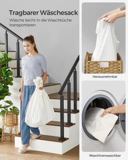 Prime Home Wasmand - Wasmand 3 vakken - Wasmand met deksel - Waszakken - Waszakken voor wasgoed - 140 L - 66 x 33 x 66cm - 30 kg Belastbaarheid — thumbnail 4