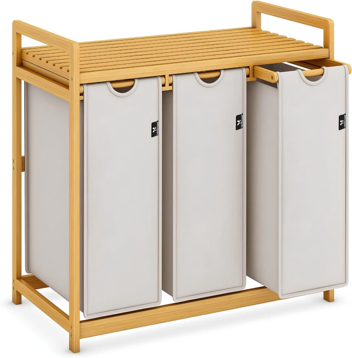 TYR® Wasmand - Wassorteerder - Wasmand 3 Vakken - Lichtgrijs - 81cm x 42cm x 80cm — afbeelding 1