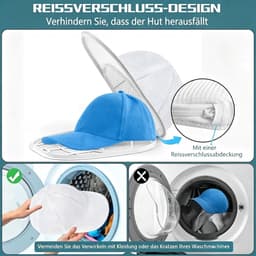 Cap Washer - 2 Stuks - Petten Wassen - voor Wasmachine & Vaatwasser - Stevig Cap Washer Frame - met Honingraat Wasnet - Vormvaste Waszak - voor Honkbalpetten & Snapbacks - Voor Volwassenen & Kinderen - wit — thumbnail 2
