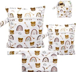 3 stuks natte kostuumhouder, Wet Bag luiers wasbaar, luiertas droog en nat (met ritssluiting) geschikt voor reizen, Wit, Maten klein, medium en groot — thumbnail 1