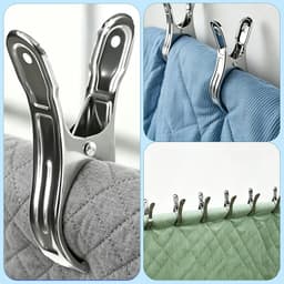 Wasknijpers van roestvrij staal, 9 cm, grote wasknijper, metaal, geschikt voor strandstoelen, dikke dekbedden, kleding en lakens, wasknijpers — thumbnail 4