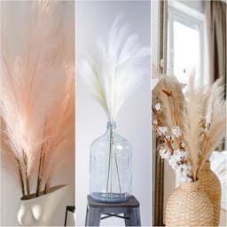 6 stuks vals pampasgras, 45 cm, pluizig pampasgras, decoratief bloemenarrangement voor thuis, bruiloftsdecoraties, oranje kleurverloop — thumbnail 4