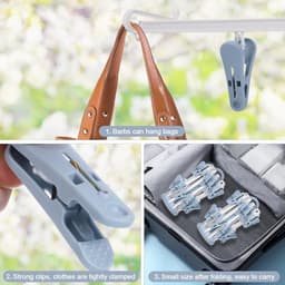 Set van 2 - Sokkenhanger - Winddichte kledinghanger - 360° draaibare sokkenhanger - Multifunctionele plastic kledinghanger - Inclusief 40 antislipclips - Geschikt voor binnen- en buitengebruik - Blauw — thumbnail 4