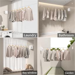 Robuuste Uittrekbare Waslijn voor Muurmontage, Eenvoudig te Bevestigen, Ideaal voor Droog Kleding met Vergrendeling tegen Doorhangen — thumbnail 4