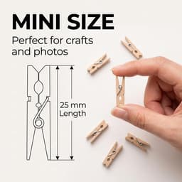 Mini houten wasknijpers 2,5 cm - Natuurlijke decoratie voor fotowanden, knutselprojecten en adventskalenders - Stevige en veelzijdige kleine knijpers voor creatieve toepassingen — thumbnail 5