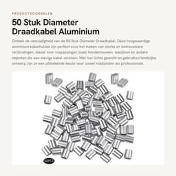 Draadkabel 50 Stuks - Aluminium Kabeldraad - Zilveren Krimpring-Hulsklem - Geschikt voor Hondentouw/Waslijn - Diameter 8 mm - Laag Gewicht/Hoge Prestaties - Staaldraad — thumbnail 1