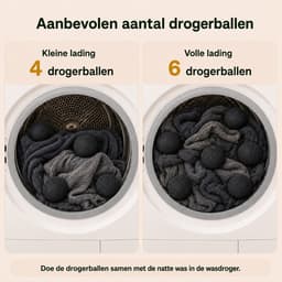 Drogerballen XL - 6 Stuks - 100% Nieuw-Zeelandse Schapenwol - Herbruikbare Wasdrogerballen - Natuurlijk Alternatief voor Wasverzachter - Helpt Droogtijd te Verkorten & Energie te Besparen - Inclusief Gratis Lavendel Geurolie - Zwart — thumbnail 3
