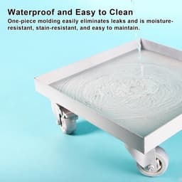 Roestvrijstalen lekbak - Waterbak op wielen - Vocht opvangen - 360 graden wielen - 90x60 cm - Zilver — thumbnail 4