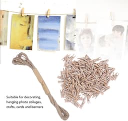 Houten knijpers - Kleine clips - Foto's ophangen - Natuurlijke uitstraling - 200 stuks - Houtkleur — thumbnail 3