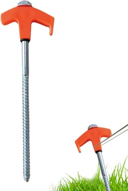 Grondankers - Tentharingen - Veilige Verankering - Schroefdraad Koolstofstaal - 20 cm - Oranje — thumbnail 1