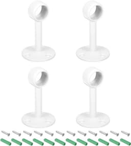 Set van 4 gordijnroedehouders, plafondmontage, roestvrij stalen kaststang met schroeven, wit, 1,6 cm. — thumbnail 1