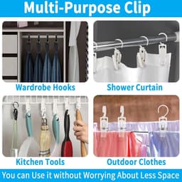 10-delige set - Wasknijperclips - Draaibare wasknijpers - Met cliphaken - Draaibaar haakontwerp - Stevig en duurzaam - Te gebruiken voor het ophangen van sokken, kleding, dekens, gordijnen, handdoeken, gereedschap, enz. - 10,5*1,8 cm - Wit — thumbnail 3