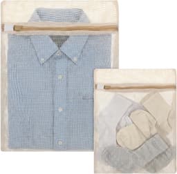 Set van 2 Katoenen Wasnetten voor Delicate Kleding, Ademend en Met Rits voor Ondergoed, Lingerie en Sokken - Maten 15,75×12 cm en 7,87×12 cm — thumbnail 1