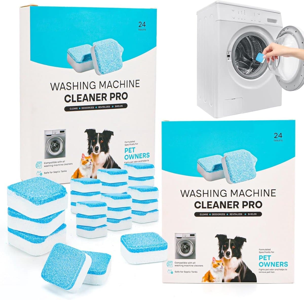 SnelShoppen - Wasmachinereinigingstabletten 48 stuks - Extra Sterk tegen Geur en Kalk - Dieptereiniging voor Hygiënische Wasmachine - Ideaal voor Huis — afbeelding 1