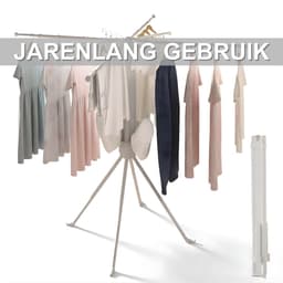 Foldable Clothes Drying Rack - Vrijstaande, opvouwbare droogrek met roterende armen efficiënt drogen van kleding - Kunststof en metaal - Wit — thumbnail 5