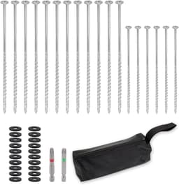 Grondanker - Staal - 8 x 220 mm en 8 x 160 mm - Schroefharingen met Bits en Sluitringen - Voor Camping en Outdoor — thumbnail 1