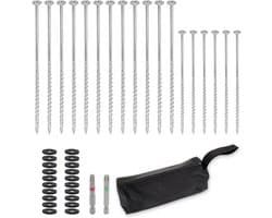 Grondanker - Staal - 8 x 220 mm en 8 x 160 mm - Schroefharingen met Bits en Sluitringen - Voor Camping en Outdoor