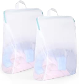 Wasnet voor de wasmachine - Mesh waszakken met rits en handvat voor ondergoed, blouses en shirts - 40 x 50 cm, set van 2 — thumbnail 1