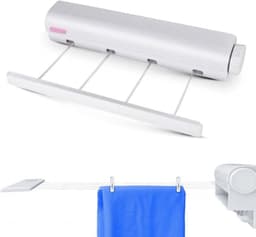 Waslijn Uittrekbaar - Droogrek - Ruimte Besparen - Automatisch oprolbaar - 3.2 Meter - Wit — thumbnail 1