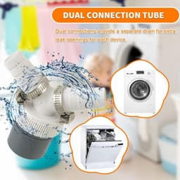 Y-vormige afvoerbuis en Y-vormige adapter Geschikt voor dubbele aansluiting van wasmachine en vaatwasser. — thumbnail 3