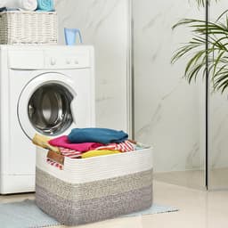 opvouwbare wasmand, wasmand voor deken, speelgoed, handdoeken, geweven manden voor opslag, kinderkamer, huisdecoratie, woonkamer, 55 x 38 x 30 cm, kleurverloop bruin — thumbnail 3