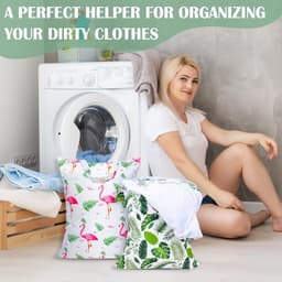 SnelShoppen - 2 grote waterdichte waszakken met handvat - wasbare reiszakken voor vuile of natte kleding - ideaal voor op reis, sport, zwembad, studen — thumbnail 4