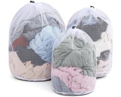 Waszakken, wasnet voor wasmachine, mesh, waszak, waszak, wasmachine met trekkoord, waszak, vervorming en vouwen van kleding te voorkomen, beschermt kleding, 30 x 40, 40 x 50, 50 x 60 cm